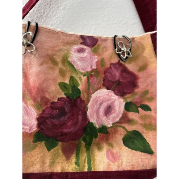 Vintage Hand Painted Womans Handbag Purse Signed Floral Bloomcore Granny‎ Mature - Picture 2 of 7